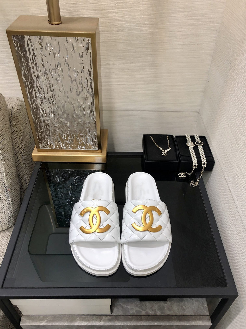 mule sandal 30 white quilted waxed leather